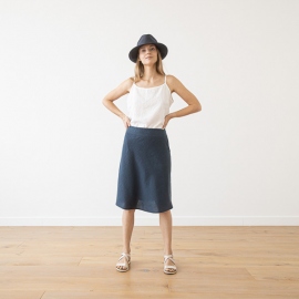 Indigo Linen Skirt Alma 