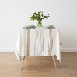 Linen Tablecloth Off White Grey Tuscany