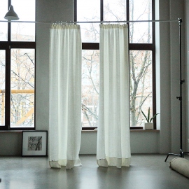 Off White Linen Curtain Panel With Pencil Pleats Lara