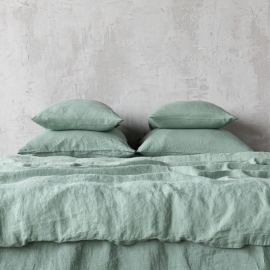 Spa Green Linen Duvet Stone Washed