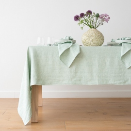 Mint Linen Tablecloth Chevron