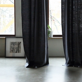 Grey Linen Curtain Panel With Pencil Pleats Lara