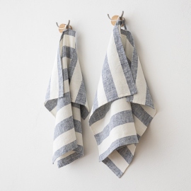 Set of 2 Indigo Linen Tea Towels Philippe