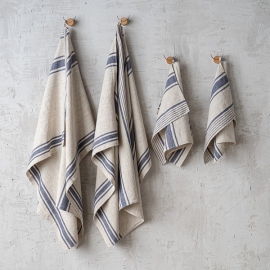 Indigo Natural Linen Towels Set Provence