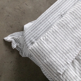 Graphite Washed Bed Linen Flat Sheet Stripe 
