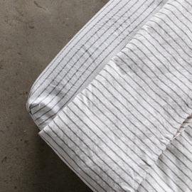 Graphite Washed Bed Linen Stripe Fitted Sheet Deep Pocket 