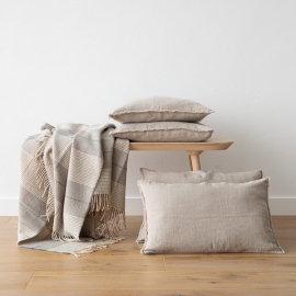 Linen Cushion Cover Natural Terra Fringe