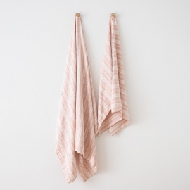 Linen Fabric Washed Multistripe Rosa 