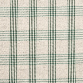 Linen Fabric Check Natural Green