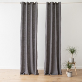 Linen Curtain Panel with Grommets Terra Steel Grey