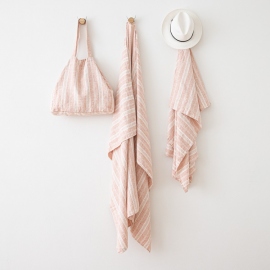 Linen Beach Towel Multistripe Rosa