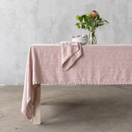 Linen Tablecloth Brick Natural Brittany