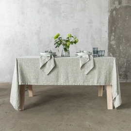 Linen Tablecloth Forest Green Natural Brittany