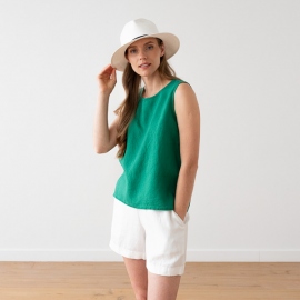 Washed Linen Tank Top Green Alice 