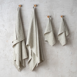 Linen Bath Towels Set Forest Green Natural Brittany