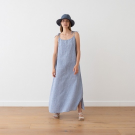 Maxi Linen Dress Medium Stripe Blue Amelia