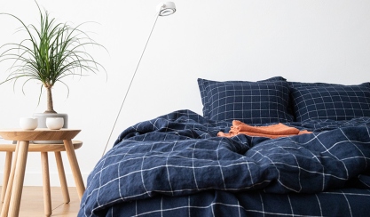 Mixed and matched LinenMe linen bedding