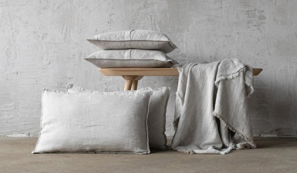Rustico linen throw and cushions styled for an autumn interior